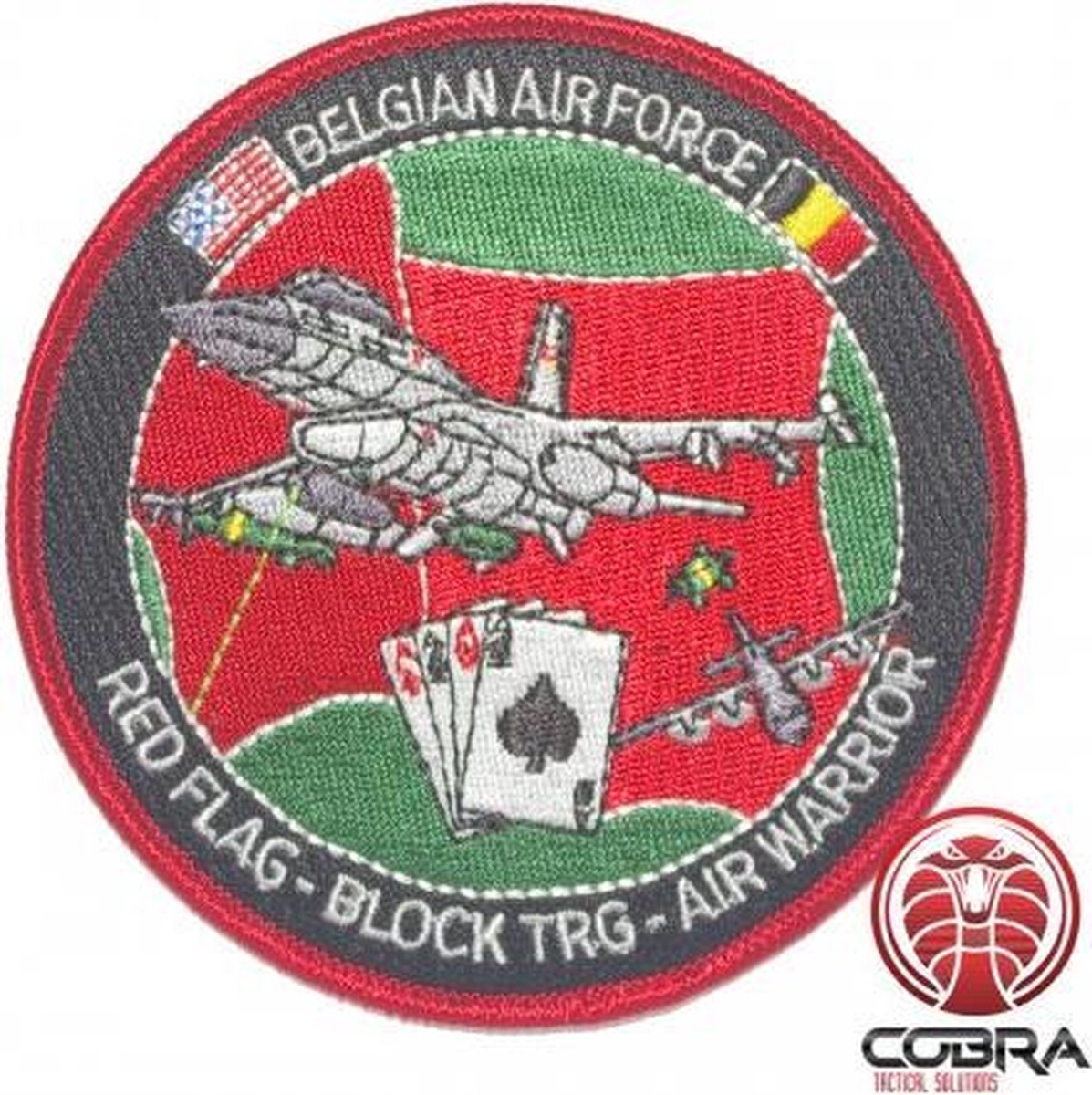 Belgian Air Force RED FLAG - BLOCK TRG - AIR WARRIOR aviation geborduurde patch | Strijkpatches | Military Airsoft